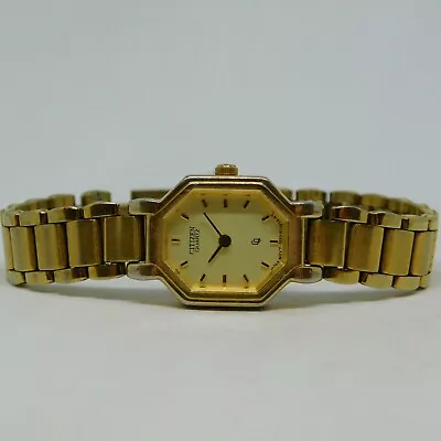 CITIZEN QQ 3220-K02805 CK Gold Tone Quartz Analog Women's Watch Sz. 5 3/4  • $17.99