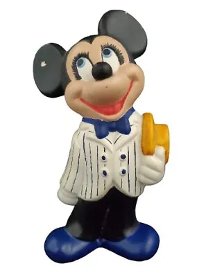 Walt Disney Mickey Mouse Figurine Striped Suit Yellow Hat Bowtie Pants 9.5  Tall • $16.95