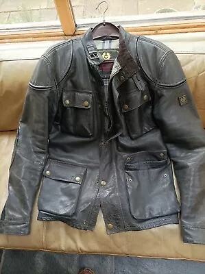 Belstaff Panther Antique Black Leather Jacket Unique Large. • £280