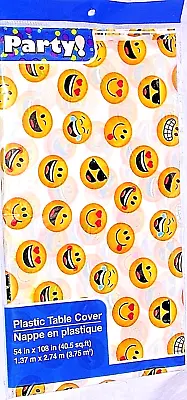 Emoji 54x108  Table Cloth Plastic Vinyl Smiles Party Smiling Cover Tablecloth • $5.99