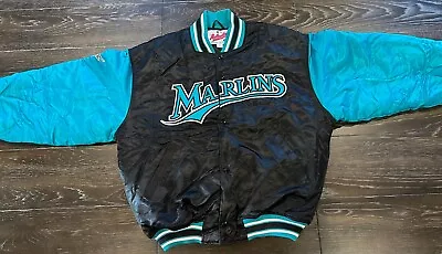 Florida Marlins Satin Jacket Diamond Collection By Starter Size Large • $140