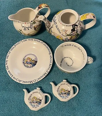 Alice In Wonderland Teaparty Porcelain Tea Set - Designed In England (6) Pieces • $64.99