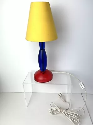 Vintage Memphis Style Table Lamp Yellow Red Blue 12.5”H Tested RARE • $219