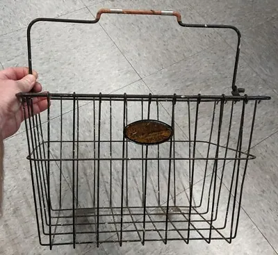 Antique Mercantile Metal Wire Store Shopping Basket Primitive Decor Industrial  • $98.90