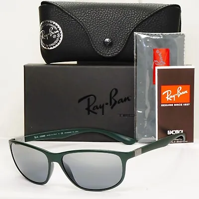 Ray-Ban Sunglasses Liteforce Polarized Silver Military Green RB 4213 6125/82 • £132.05