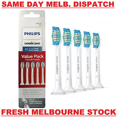 $54.50 • Buy GENUINE Philips SONICARE C1 HX6015/03 Replacement Toothbrush Head WHITE - 5 PACK