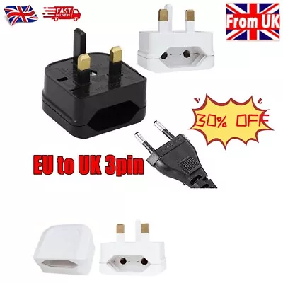 £2.97 • Buy EU European Euro Europe 2-Pin To 3-Pin - UK Travel Plug Socket Converter Adapter