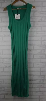 Atmos & Here Womens Maxi Dress Green Rib Knit Bnwt 14 Round Neck • $34