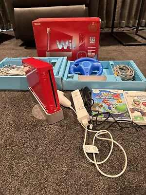 Nintendo Wii Red Super Mario Bros. 25th Anniversary Edition Console With Games • $180