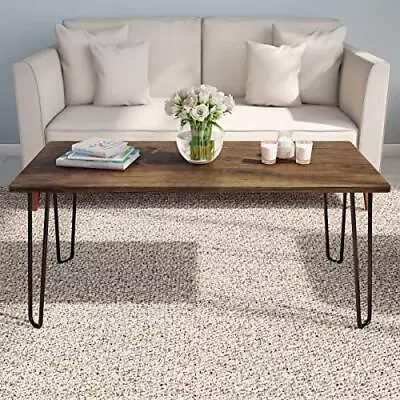 Coffee Table With Hairpin Legs L 41.25 X W 19.5 X H 17.75 Brown • $91.89