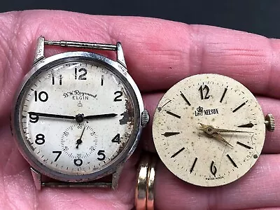 Lot Of 2 Vtg Watches Elgin BW Raymond Lord Nelson Movement As Is Parts Repair • $12.50