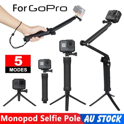$12.89 • Buy 3 Way Waterproof Monopod Selfie Stick Pole Rod For Gopro Hero 10 9 8 7 5 6 OSMO