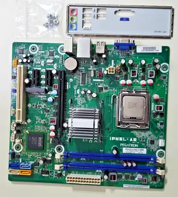 Pegatron IPMEL-AE Socket 775 Motherboard + I/O Shield & Celeron E3200 CPU • £18.95
