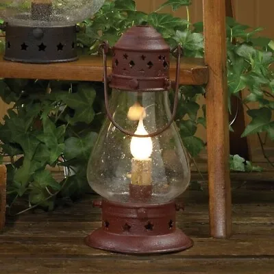 New Primitive RED STAR ELECTRIC HURRICANE CANDLE LAMP LANTERN Plug Light Lamp • $39.95