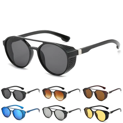$5.93 • Buy Vintage Retro Steampunk Sunglasses Side Shield Hipster Round Designer Glasses UV
