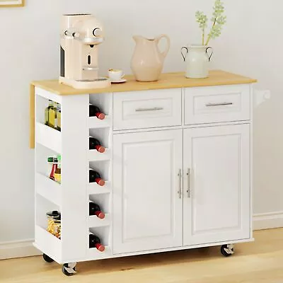 Multi-Functional Kitchen Island Cart With 2 Door Cabinet And Two Drawers • $278.18