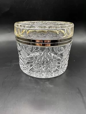 Vintage Annahutte Crystal Round Lidded Vanity Box • $36