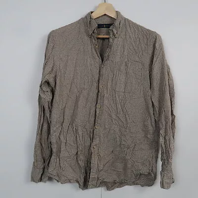 $34.98 • Buy Ralph Lauren Mens Shirt Size M Brown Checkered Long Sleeve Button-Down