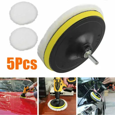 £7.49 • Buy 5pcs 6  Buffing Polishing Pads Wool Wheel Mop Kit For Car Polisher Drill Adapter