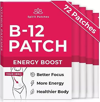 B12 Patches (Pack Of 72) - 100% Natural Vitamin For Women 72  • $47.95