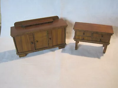 Antique Vintage German Miniature Dollhouse Faux Grain Sideboard & Buffet • $85