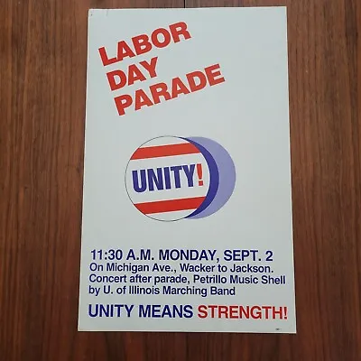 Vintage 70s Labor Day Parade Poster U Of Illinois Marching Band Union 14x22  • $224.99