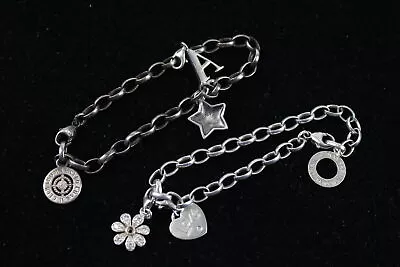 Thomas Sabo Charm Bracelets Sterling Silver Star Flower Heart Initial X 2 (24g) • $50.97