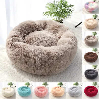 £15.96 • Buy Pet Dog Cat Calming Bed Comfy Round Plush Warm Fluffy Nest Mattress Donut Pad