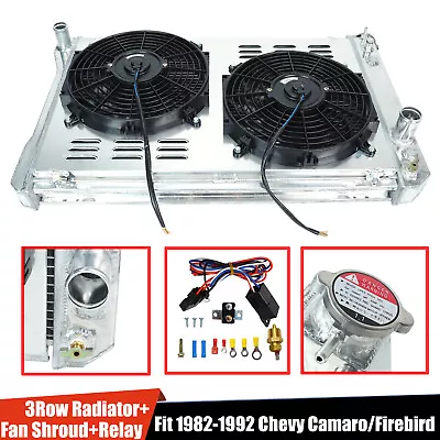 3 Row Aluminum Radiator Shroud Fan Relay For 82-92 Chevy Camaro Pontiac Firebird • $178.88