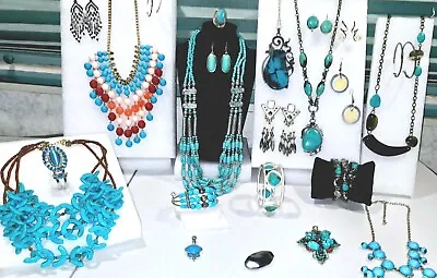 Huge SouthWest Jewelry Lot Turquoise Silver Coral Vintage Resale Wearable • $59.99