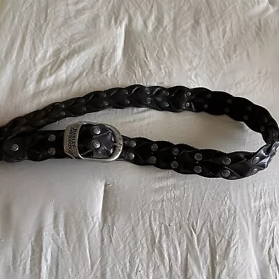 HARLEY DAVIDSON Cycles Leather Belt Strap Studded Braided Black Motorcycle 38 • $28