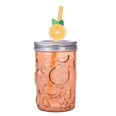 Glass Drinking Jam Jar Cocktail Glasses Juice Drink Party With Straw & Lid 500ml • £6.99