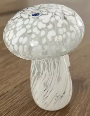 Alessandro Coppola Murano White Clear Glass Mushroom Paperweight 4.5” • $32.50