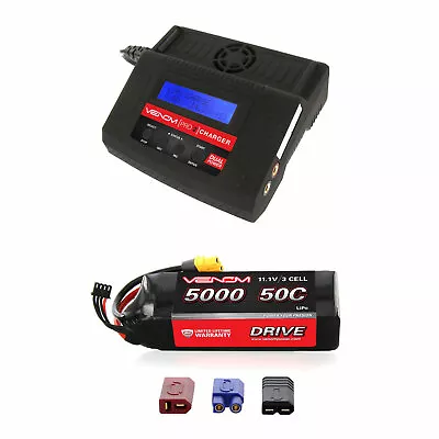 Venom 50C 3S 5000mAh 11.1V LiPo Battery And Pro 2 Charger Combo • $186.98