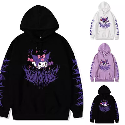 Womens Kawaii Kuromi Print Hoodie Long Sleeve Pullover Hooded Sweatshirt TopsЙ • $23.52