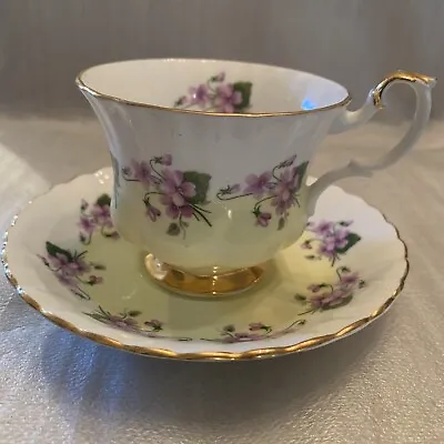 Royal Albert Floral Pansy Violets Purple White Gold Swirl  Tea Cup Saucer • $38