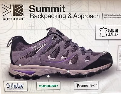 Karrimor Summit Walking Shoes 4 Leather Charcoal Ortholite Dynagrip Frameflex • £26.02