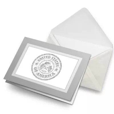 Greetings Card (Grey) BW - United States Of America Travel Stamp #40184 • £4.99