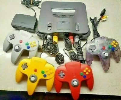 EXCELLENT - N64 Nintendo 64 Console + UP TO 4 OEM CONTROLLERS + Cords + CLEANED! • $159.99