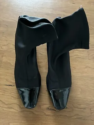 Zara Ankle Boots Size 38 Us Size 7 Cloth Stretchy Leather Black  • $29.99