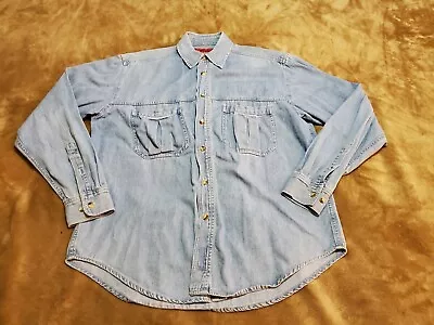 Vintage Marlboro Country Store Men’s Jean Button Jacket Size Small Leather Trim • $28