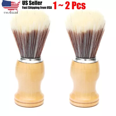Shaving Brush Men Perfect Shave Barber With Wooden Handle Bristle 1-2 Pcs • $8.99