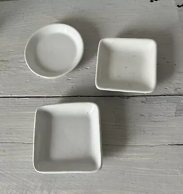 Meakin & Wedgewood ~ 3 White Ironstone Butter Pats ~ Back-Stamped • $39