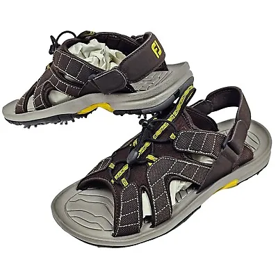 FJ Footjoy Golf Sandals Brown 45697 Soft Spike Adjustable Mens 10 M EXCELLENT! • $59.95