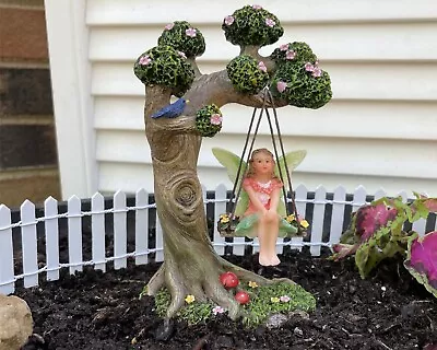 Miniature Dollhouse Fairy Garden Tree Swing And Fairy Miniature Tree Figurine • $16.19