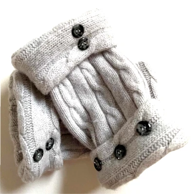 $26.49 • Buy Fingerless Gloves Light Gray 100% Cashmere S - M Small - Medium Arm Warmers Cuff