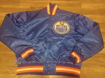 Rare Vintage 80's Starter NHL Edmonton Oilers Satin Jacket Unisex Size Medium • $100