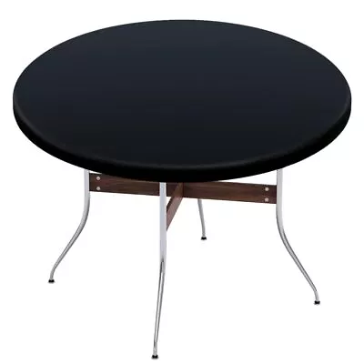 Vinyl Round Tablecloths Elastic Fitted Flannel Backed 36-44 Inch Round Black • $17.29