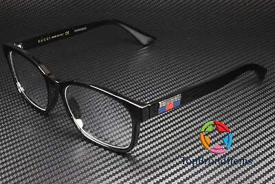 GUCCI GG0749O 004 Rectangular Black Shiny Demo Lens 55 Mm Men's Eyeglasses • $111.97