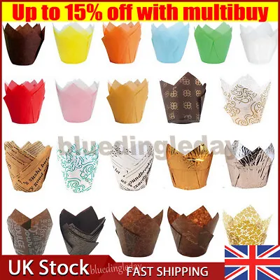 £4.88 • Buy Large Tulip Muffin Cases Cupcake Wraps Wrapper XMAS Party Supply Multiple Color